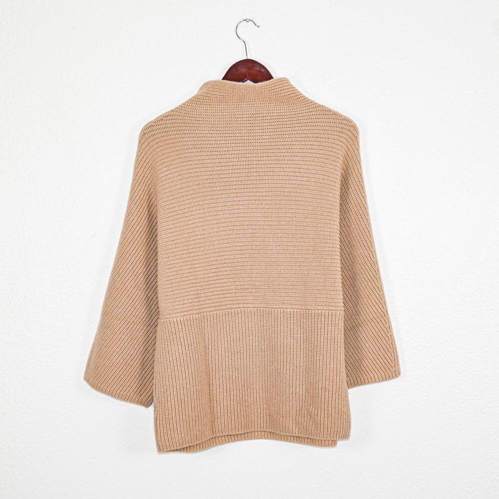 ST. JOHN Medium 100% Cashmere Mock Neck Sweater Beige knit - Picture 8 of 11